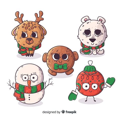 Free Vector | Hand drawn christmas characters collection