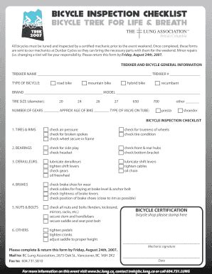 Bike Inspection Checklist