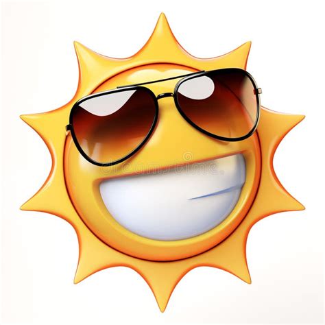 Cartoon Sun With Sunglasses Emoji Isolated On White Background | My XXX ...