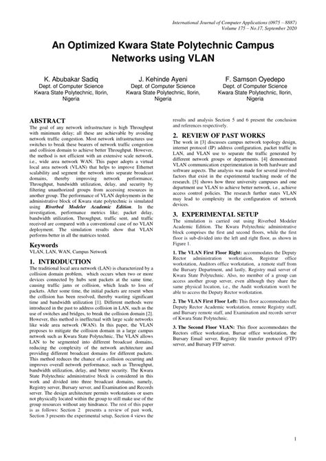 (PDF) An Optimized Kwara State Polytechnic Campus Networks using VLAN