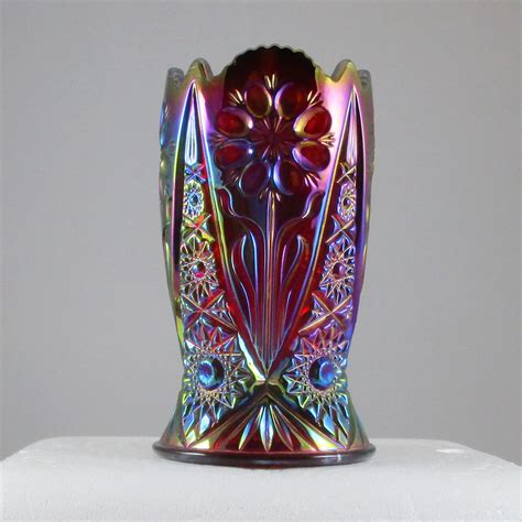 Imperial Red Four Seventy Four aka Mayflower #474 Carnival Glass Vase – Carnival Glass