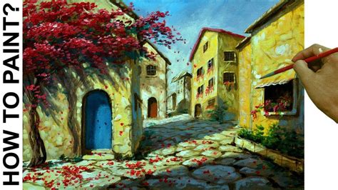 HOW TO PAINT Old Village Houses in Tuscany with Concrete Road using ...