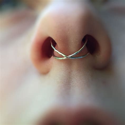 Fake Septum Ring - Sterling Silver Septum Cuff - Faux Septum - Clip on ...