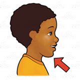 Side View of Boy, with a red arrow pointing to chin - Clip Art Library