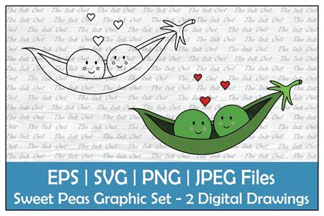 Cute Two Peas in a Pod Cartoon Clipart - Outline and Color