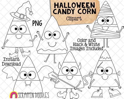 Candy Corn Clipart Halloween Candycorn Graphics Commercial Use PNG Sublimation - Etsy