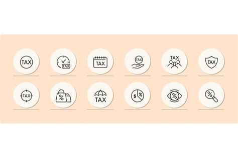 Tax icon set. Money, taxation, finance, pay, payment, bill.