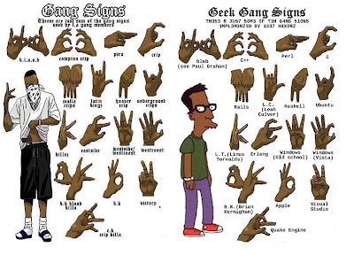 Jiggarex's World: Gang Signs vs Geek Gang Signs