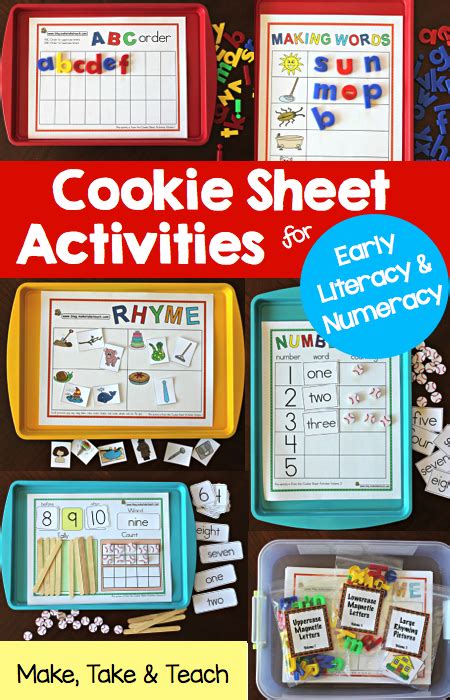 Cookie Sheet Activities Pre K- K Bundle- Early Literacy and Numeracy Activities - Make Take & Teach