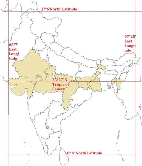 India Map Showing Tropic Of Cancer