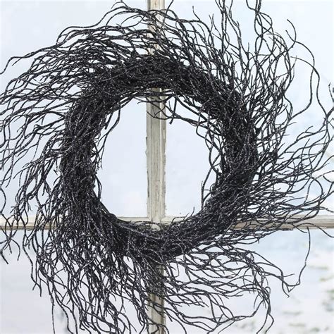 Black Glittered Artificial Twig Wreath - Wreaths - Floral Supplies ...