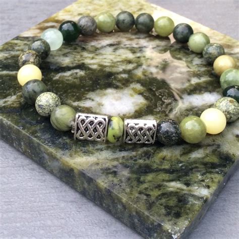 Connemara Marble Men's Bracelet Irish Celtic Gemstone - Etsy