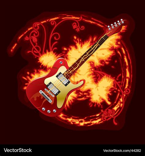 Fire electric guitar Royalty Free Vector Image