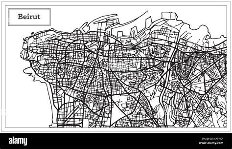 Beirut Lebanon City Map in Black and White Color. Vector Illustration ...