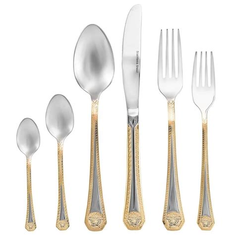 72 Pcs Gold Flatware Medusa Cutlery Italian Brands Hollow Handle With Wooden Storage Case - Buy ...