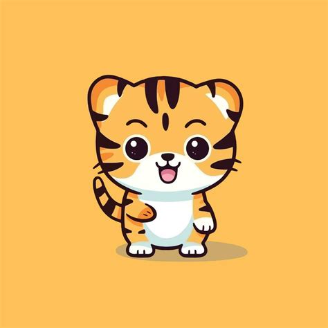 Linda Kawaii Tigre Chibi Mascota Vector Dibujos Animados Estilo | My XXX Hot Girl