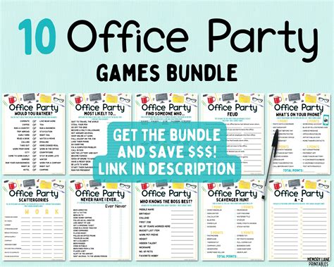 Office party games bundle work party games fun printable games group ...