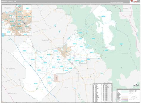 Fresno County, CA Wall Map Premium Style by MarketMAPS - MapSales