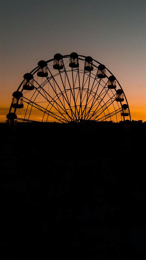 Sunset, Dark, Silhouette, Evening, Attraction, Ferris Wheel HD phone wallpaper | Pxfuel