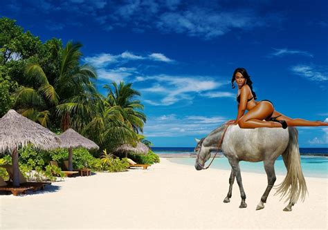 Sexy Black Woman riding her Beautiful Horse on a Beach - Girls and ...