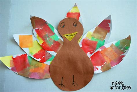 Tissue Paper Turkey Craft - Mess for Less