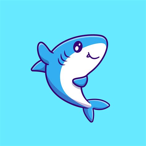 Cute Shark Waving Hand Cartoon Vector Icon Illustration. Animal Wildlife Icon Concept Isolated ...