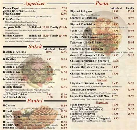 Bella Vita Menu, Menu for Bella Vita, Gramercy, New York City - Urbanspoon/Zomato