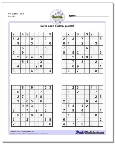 Sudoku Evil Printable