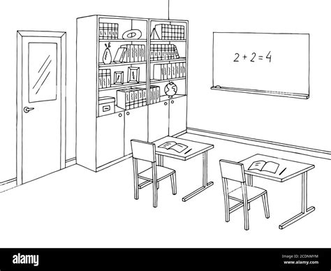 Schéma de la salle de classe noir blanc dessin d'intérieur vecteur d'illustration Image ...