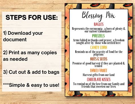 Thanksgiving Blessing Mix Tags, Printable Thanksgiving Tags, Trail Mix ...