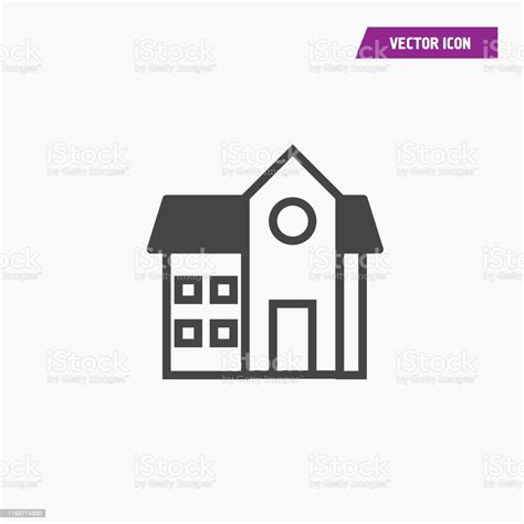 Black Big Modern Villa House Icon Flat Design Stock Illustration - Download Image Now ...