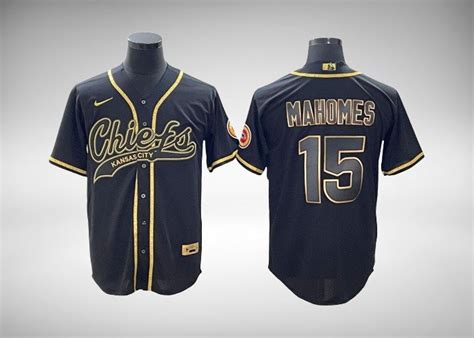 Chiefs Patrick Mahomes Golden Edition Baseball Styled Jersey – US ...