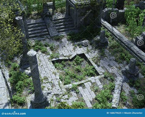 Abandoned Temple Ruins in the Forest 3D Illustration Stock Illustration - Illustration of ...