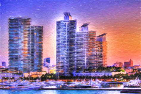 Miami Skyline Sunrise Photograph by Shelley Neff - Fine Art America