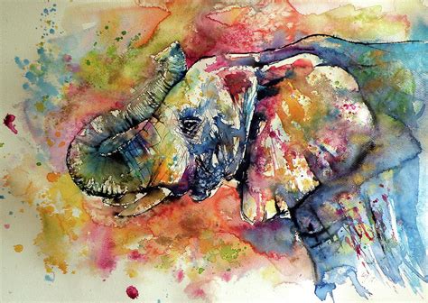 Colorful Elephant Painting by Kovacs Anna Brigitta