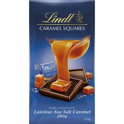 Lindt Caramel Squares Dark Chocolate Bag 124g | Woolworths