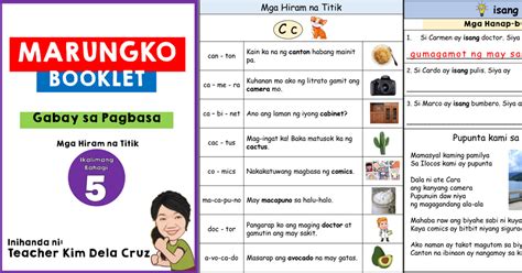 MARUNGKO BOOKLET (PART 5) - Free Download - DepEd Click