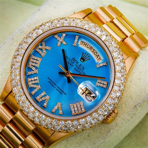 Rolex Day-Date 18038 36MM Blue Diamond Dial - OMI Jewelry