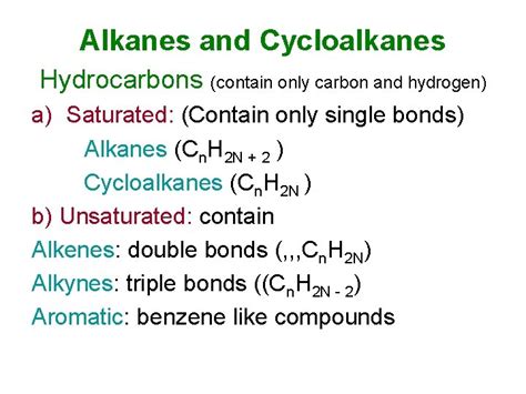 Alkanes and Cycloalkanes Alkanes and Cycloalkanes Hydrocarbons contain