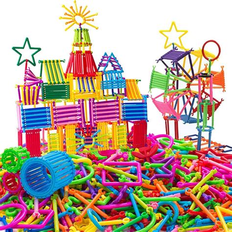 Buy 500 PCS Building Toy Building Blocks Bars Different Shape Educational Construction ...