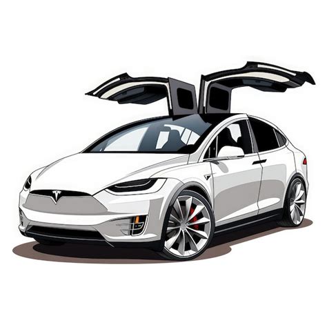 Premium Photo | Simplistic Cartoon Tesla Model X Vector Illustration with Doors Open on White ...