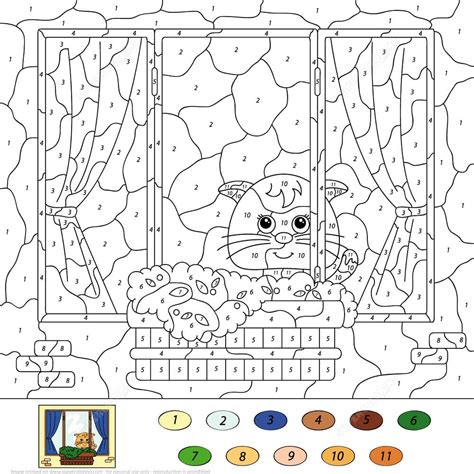 The Cat Outside The Window Color By Number coloring page - Download, Print or Color Online for Free