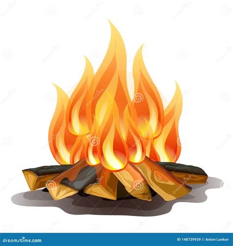 Fire Isolated On Transparent Background. Cartoon Vector | CartoonDealer ...