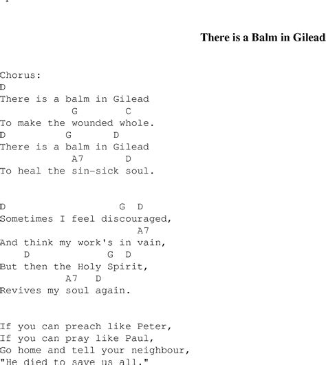 There is a Balm in Gilead - Christian Gospel Song Lyrics and Chords