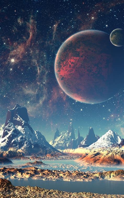 800x1280 Mountains Stars Space Planets Digital Art Artwork 4k Nexus 7,Samsung Galaxy Tab 10,Note ...