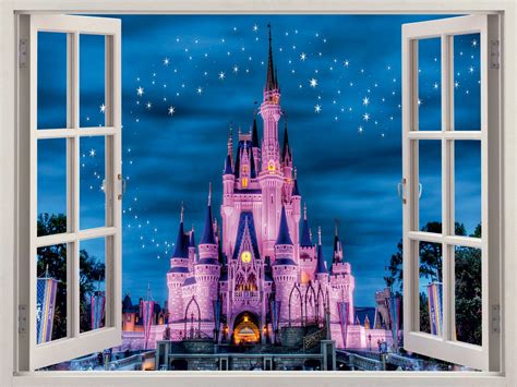 3D Window Disney Castle Wall Decal Home Decor by WindowGallery2016