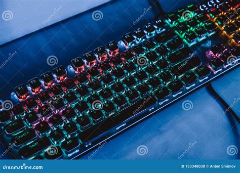 Modern Computer Keyboard for Gamers with Neon Light. Colorful Concept Editorial Stock Photo ...