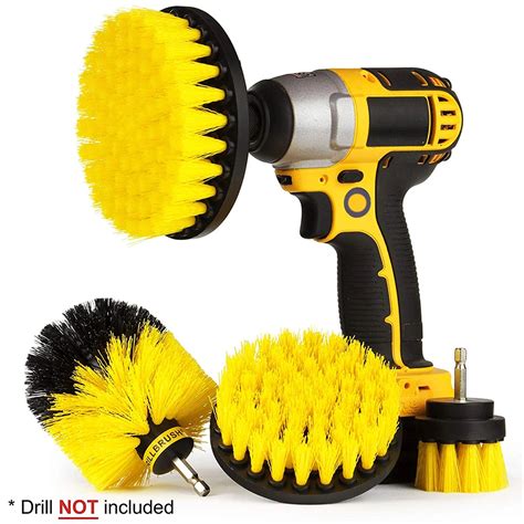 4Pcs/Set Yellow Electric Drill Brush Plastic Grout Power Scrubber Cleaning Tub Cleaner Tool for ...