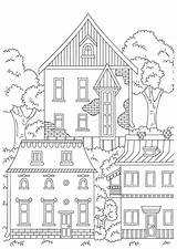 HOUSES Architecture Coloring Page Building City For  Etsy sketch template