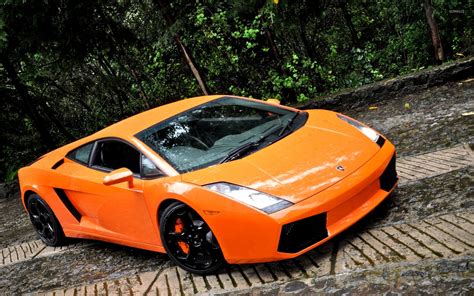 Orange Lamborghini Aventador on a country road wallpaper - Car wallpapers - #52700